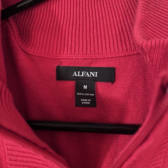 Alfani 1/4 Zip Pullover Sweater Merlot Red Mens Sz M Mock Neck - Picture 4 of 8